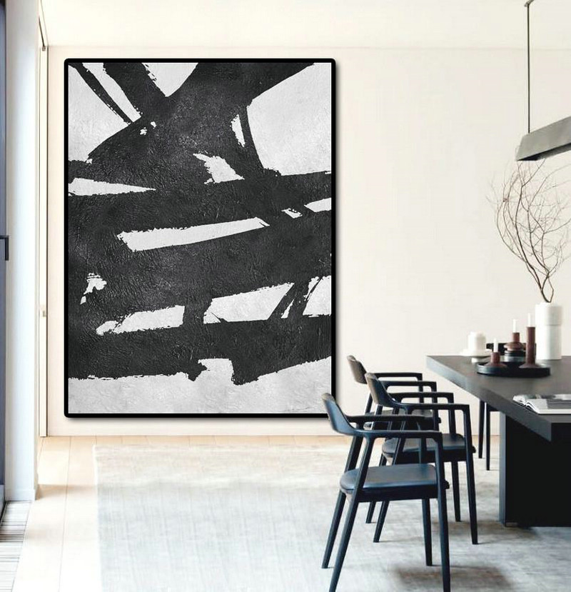 Original Painting Hand Made Large Abstract Art,Black And White Minimal Painting On Canvas,Original Abstract Art Paintings #I0V2